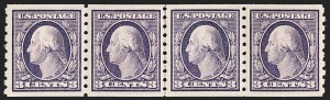 Sale 1202, Lot 2424, 1910-13 Perf 8.5 Horizontal Coils, Single-Line Watermark (Scott 392-396)