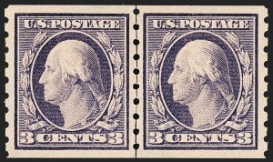 Sale 1202, Lot 2425, 1910-13 Perf 8.5 Horizontal Coils, Single-Line Watermark (Scott 392-396)