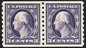 Sale 1202, Lot 2426, 1910-13 Perf 8.5 Horizontal Coils, Single-Line Watermark (Scott 392-396)