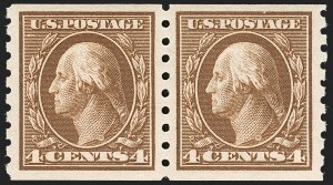 Sale 1202, Lot 2433, 1910-13 Perf 8.5 Horizontal Coils, Single-Line Watermark (Scott 392-396)