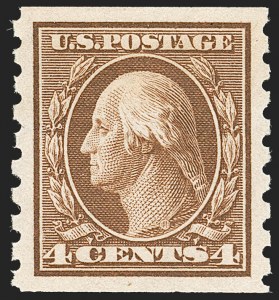 Sale 1202, Lot 2434, 1910-13 Perf 8.5 Horizontal Coils, Single-Line Watermark (Scott 392-396)