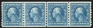 Sale 1202, Lot 2437, 1910-13 Perf 8.5 Horizontal Coils, Single-Line Watermark (Scott 392-396)