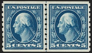 Sale 1202, Lot 2438, 1910-13 Perf 8.5 Horizontal Coils, Single-Line Watermark (Scott 392-396)