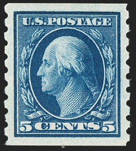 Sale 1202, Lot 2440, 1910-13 Perf 8.5 Horizontal Coils, Single-Line Watermark (Scott 392-396)