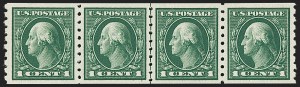Sale 1202, Lot 2456, 1912 Perf 8.5 Coils, Single-Line Watermark (Scott 410-413)