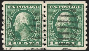 Sale 1202, Lot 2461, 1912 Perf 8.5 Coils, Single-Line Watermark (Scott 410-413)