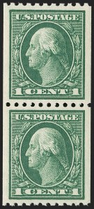 Sale 1202, Lot 2471, 1914 Perf 10 Vertical Coils, Single-Line Watermark (Scott 441-442)
