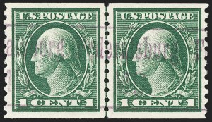 Sale Number 1202, Lot Number 2482, 1914 Perf 10 Horizontal Coils, Single-Line Watermark (Scott 443-447)