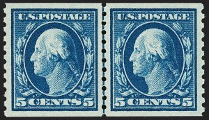 Sale 1202, Lot 2508, 1914 Perf 10 Horizontal Coils, Single-Line Watermark (Scott 443-447)