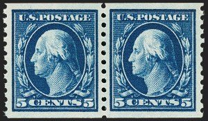 Sale 1202, Lot 2509, 1914 Perf 10 Horizontal Coils, Single-Line Watermark (Scott 443-447)