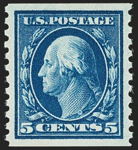 Sale Number 1202, Lot Number 2510, 1914 Perf 10 Horizontal Coils, Single-Line Watermark (Scott 443-447)