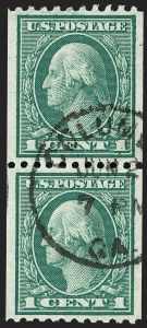 Sale 1202, Lot 2517, 1915 Perf 10 Vertical Rotary Press Coils, Single-Line Watermark (Scott 448-449)