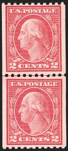 Sale 1202, Lot 2525, 1915 Perf 10 Vertical Rotary Press Coils, Single-Line Watermark (Scott 448-449)