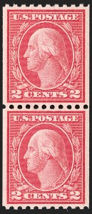 Sale 1202, Lot 2526, 1915 Perf 10 Vertical Rotary Press Coils, Single-Line Watermark (Scott 448-449)