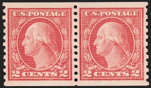 Sale Number 1202, Lot Number 2543, 1915 Perf 10 Horizontal Rotary Press Coils, Single-Line Watermark (Scott 450-459)