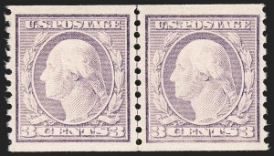 Sale 1202, Lot 2613, 1916-18 Perf 10 Horizontal Rotary Press Coils, Unwatermarked (Scott 490-497)
