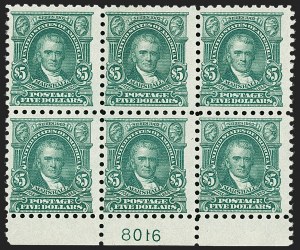 Sale 1206, Lot 508, 1916-17 Issues (Scott 462-480), $5.00 Light Green (480) Sale 1206, Lot 508, 1916-17 Issues (Scott 462-480)