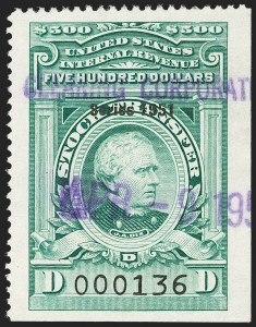 Sale 1209, Lot 1628, Revenues: Stock Transfer