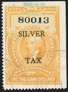 Sale 1209, Lot 1636, Revenues: Silver Tax thru Narcotics