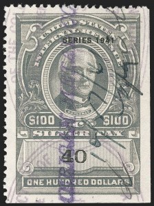 Sale 1209, Lot 1644, Revenues: Silver Tax thru Narcotics