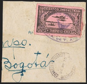 Sale 1213, Lot 512, 1920 30-Cent Black on Rose (C14), incl. Flight Covers