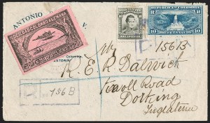 Sale 1213, Lot 528, 1920 30-Cent Black on Rose (C14), incl. Flight Covers