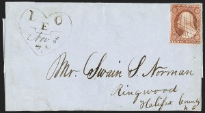 Sale 1217, Lot 578, 3c 1851-57 Issues - Unusual Postal Markings and Cancels