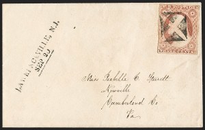 Sale 1217, Lot 580, 3c 1851-57 Issues - Unusual Postal Markings and Cancels