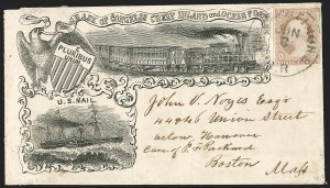 Sale 1217, Lot 595, 3c 1851-57 Issues - Railroads and Waterways