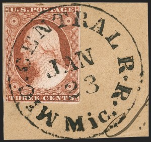 Sale 1217, Lot 597, 3c 1851-57 Issues - Railroads and Waterways