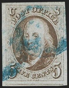 Sale Number 1219, Lot Number 13, 5c 1847 Issue (Scott 1)