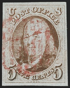 Sale Number 1219, Lot Number 23, 5c 1847 Issue (Scott 1)