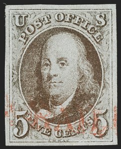 Sale 1219, Lot 25, 5c 1847 Issue (Scott 1)