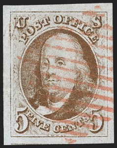 Sale 1219, Lot 4, 5c 1847 Issue (Scott 1)