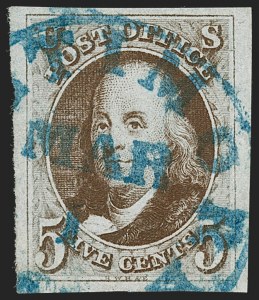 Sale Number 1219, Lot Number 5, 5c 1847 Issue (Scott 1)