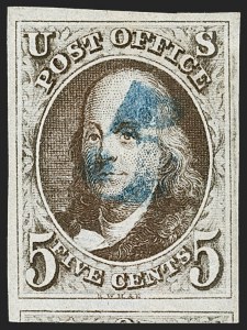 Sale Number 1219, Lot Number 7, 5c 1847 Issue (Scott 1) Sale Number 1219, Lot Number 7, 5c 1847 Issue (Scott 1)