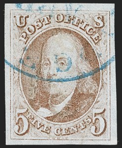 Sale Number 1219, Lot Number 8, 5c 1847 Issue (Scott 1)