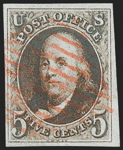 Sale 1227, Lot 2083, 5c 1847 Issue (Scott 1)
