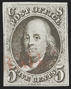 Sale 1227, Lot 2086, 5c 1847 Issue (Scott 1)