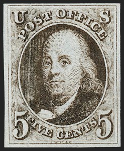 Sale 1227, Lot 2092, 5c 1847 Issue (Scott 1)
