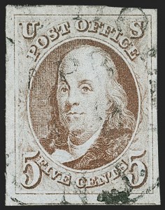 Sale 1227, Lot 2096, 5c 1847 Issue (Scott 1)