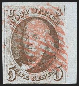 Sale 1227, Lot 2104, 5c 1847 Issue (Scott 1)