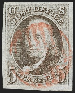 Sale 1227, Lot 2107, 5c 1847 Issue (Scott 1)