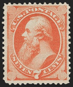 Sale 1227, Lot 2776, 1873 Continental Bank Note Co. Issue (Scott 156-166), 7c Orange Vermilion (160) Sale 1227, Lot 2776, 1873 Continental Bank Note Co. Issue (Scott 156-166)