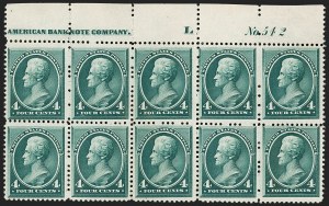 Sale 1227, Lot 3024, The Dr. Bernard S. Yudowitz Collection of Plate Blocks (Scott 11A-229)