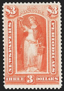 Sale 1227, Lot 3740, Newspapers and Periodicals (PR4-PR47), $3.00 Vermilion, 1875 Issue (PR25) Sale 1227, Lot 3740, Newspapers and Periodicals (PR4-PR47)