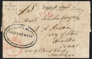 Sale 1230, Lot 1067, The Sandford N. Arnold Collection of Early Texas Postal History