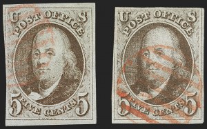 Sale 1230, Lot 1695, 1847 Issue (Scott 1-2)