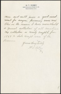 Sale 1233, Lot 1537, William T. Robey Letters