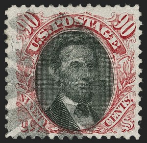 Sale 1240, Lot 267, 1869 Pictorial Issue and 1875 Re-Issue (Scott 112-133), 90c Carmine & Black (122) Sale 1240, Lot 267, 1869 Pictorial Issue and 1875 Re-Issue (Scott 112-133)